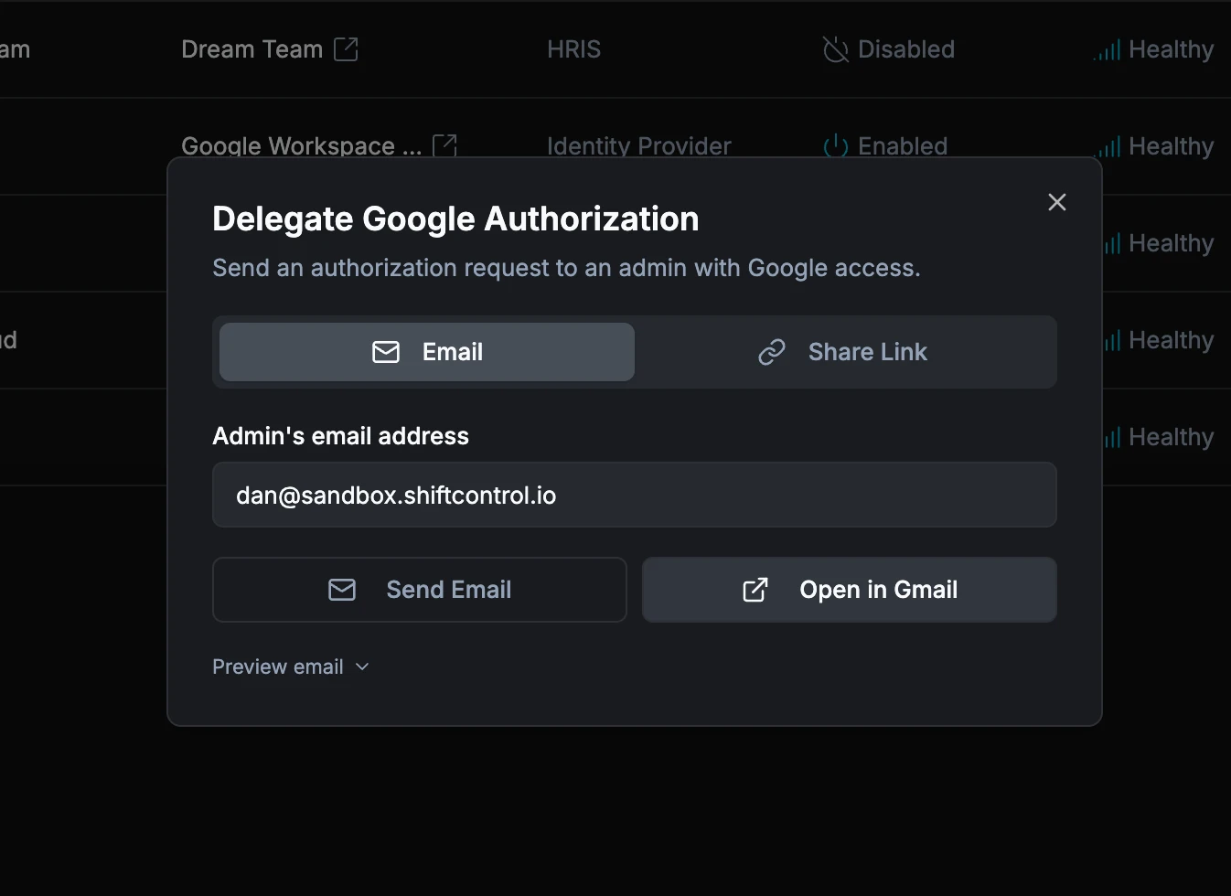 Delegate Google Workspace Authorization