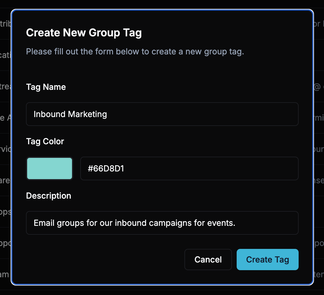 Create new tags