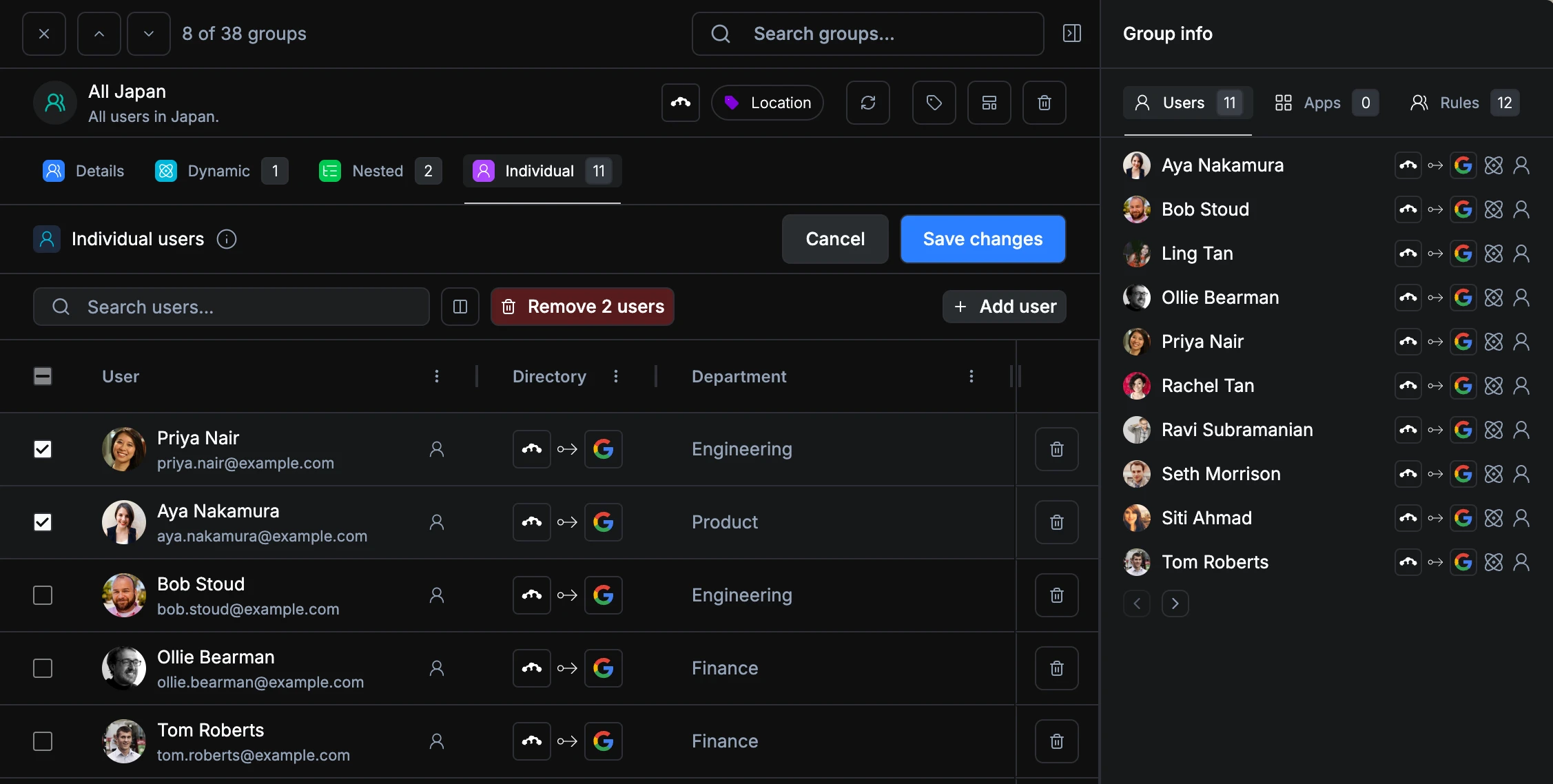 Select and remove multiple users at once